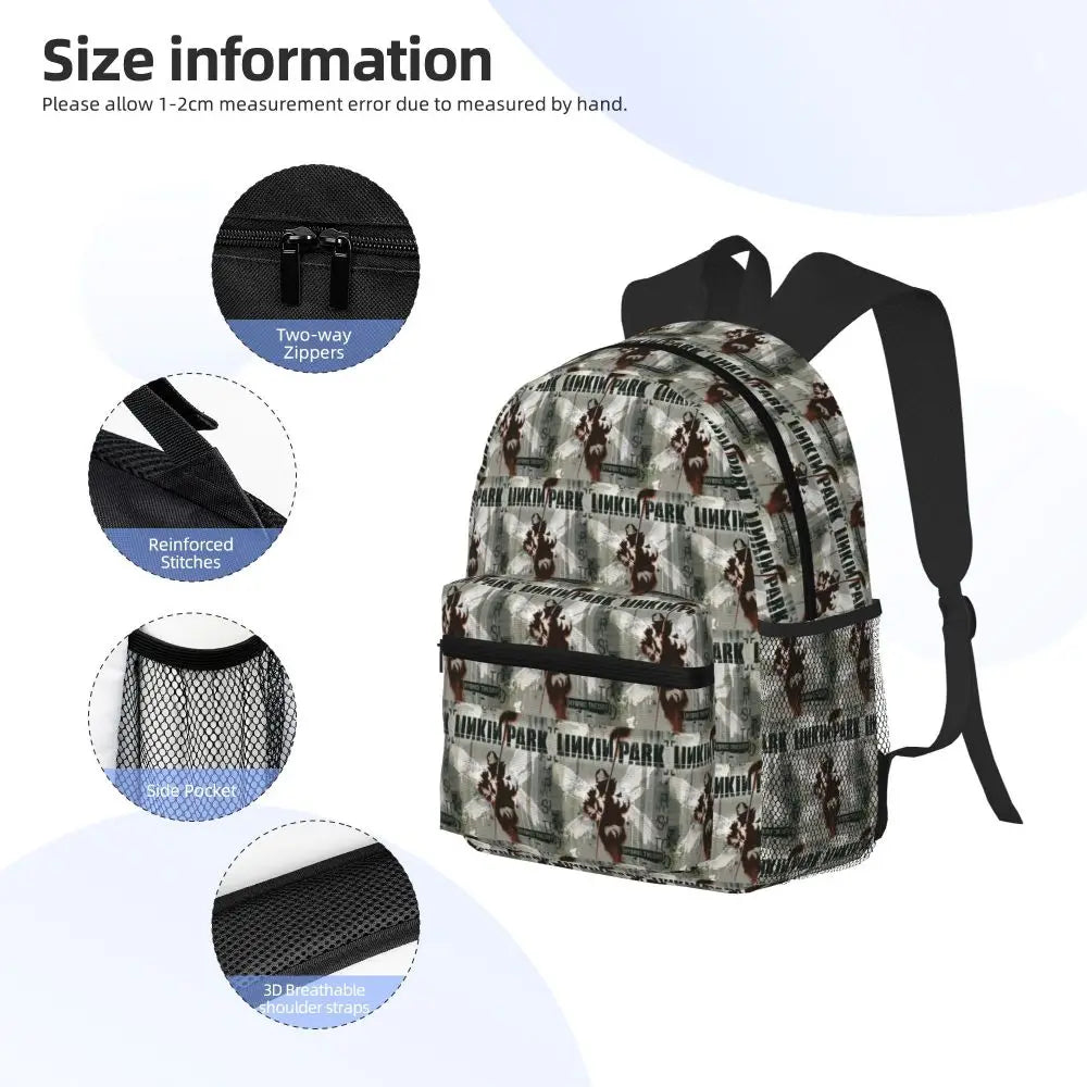 L-Linkin-S P-Park-S Band Student Backpack School Bag Hiking Travel Daypack for Boys Girls Fashion Bookbag Shoulder Bags