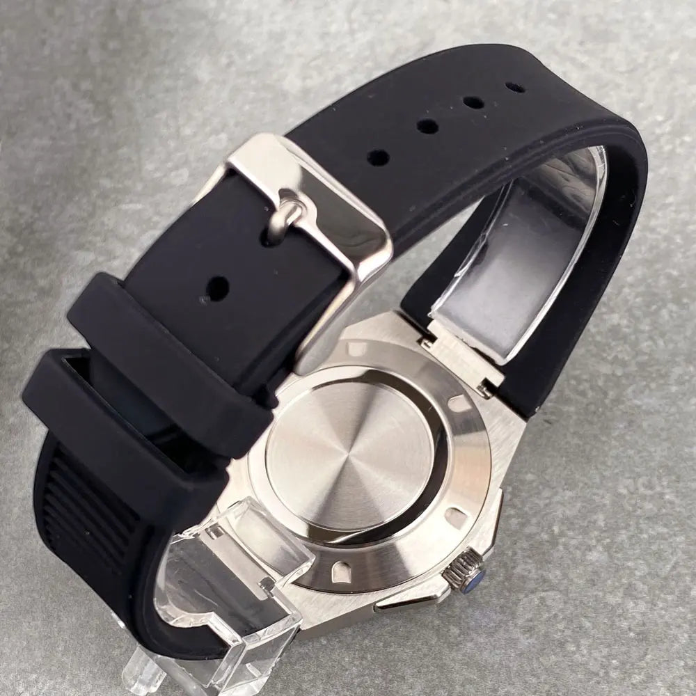 Tandorio NH35 Men Automatic Mechanical Watch Sapphire Crystal Glass 100m Waterproof Green Lume Black Square Block Dial Men Watch