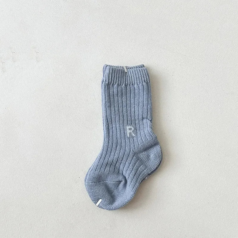 Korean Fashion Letter Socks Baby Boys Girls Breathable Soft Socks Infant Toddler Children Kids Casual Sport Socks 0-6years Old