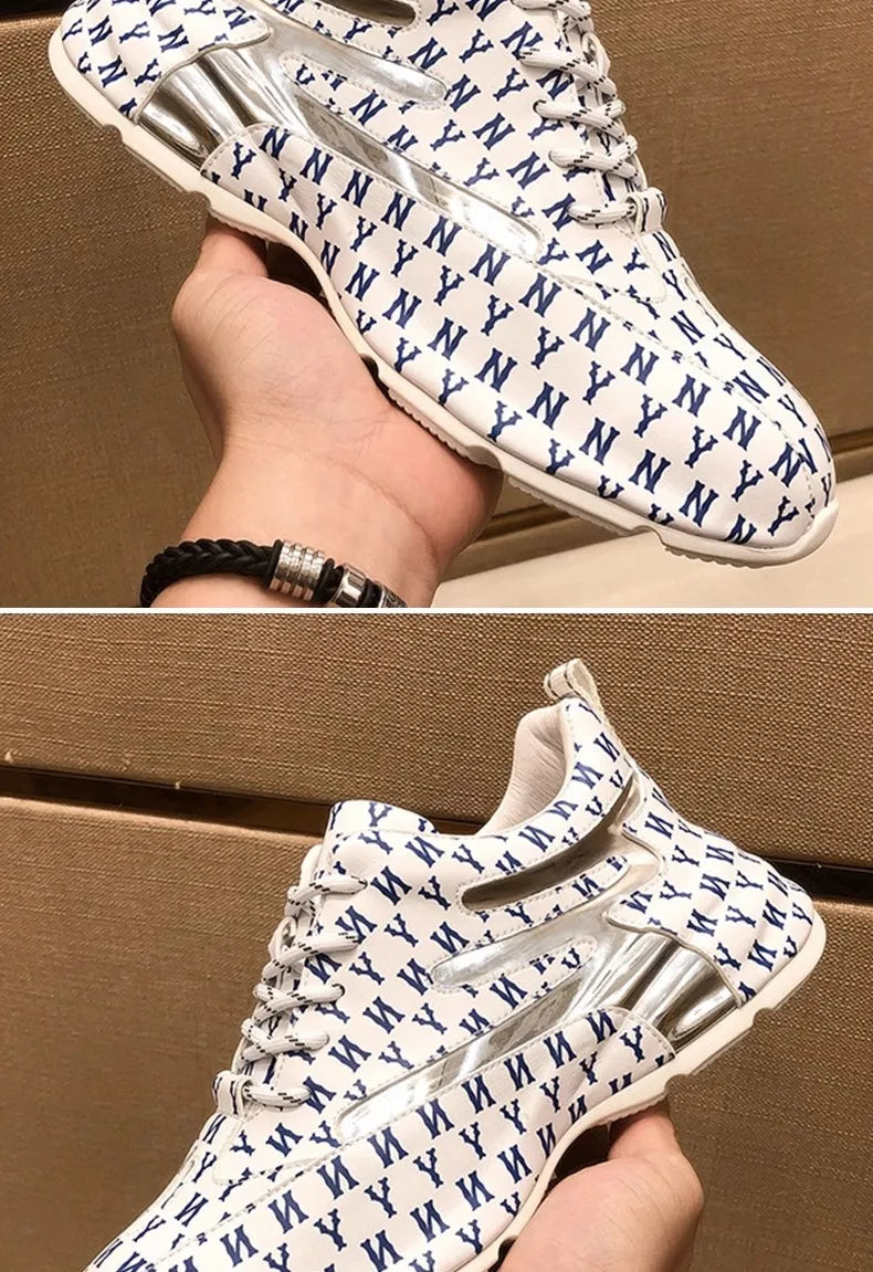 Brand Men Sneakers Fashion Print Casual Shoes Men Breathable Lace Up Running Shoes Luxury High Quality Men Sport Shoes 2026 New