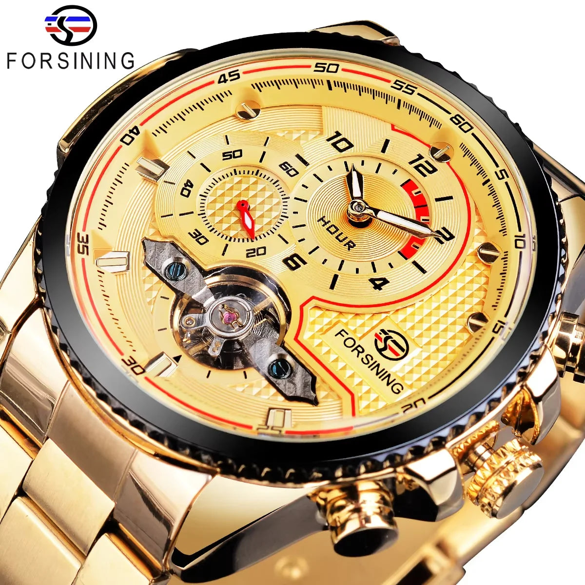 Forsining Mens Automatic Mechanical Watch Tourbillon Wristwatches Men Waterproof Watches Bule Luxury Wrist Watch Relojes Hombre
