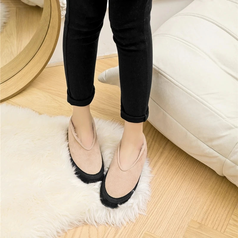 AIYUQI Flat Snow Boots Women's Genuine Leather 2025 Large Size Non-slip Women's Winter Shoes Comfortable Warm Women Ankle Boots