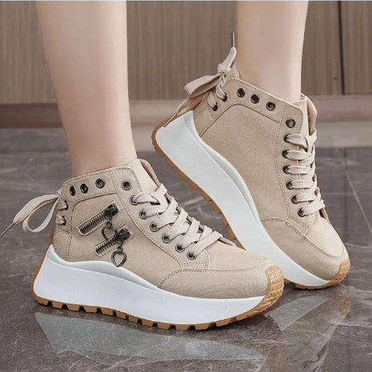 Designer Women Sneakers High Top Denim Canvas Shoes Female Girls Students Canvas Shoes for Women Lace Up Platform Sneakers