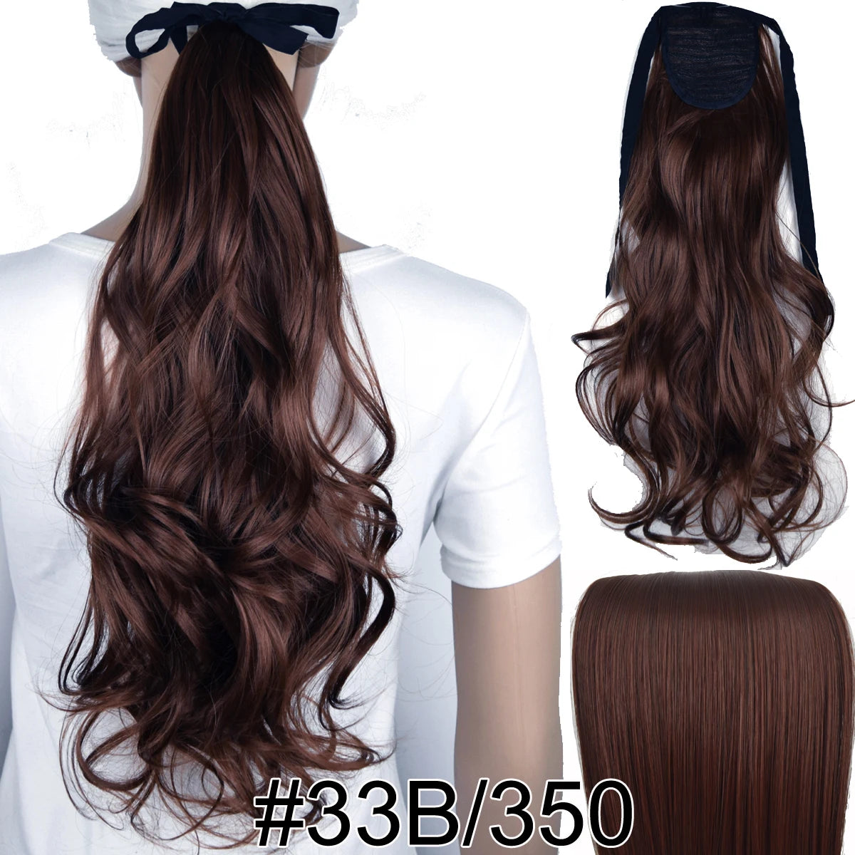 TOPREETY  Synthetic Hair Fiber Heat Resistant Wavy Ribbon Clip in Ponytail Extensions 1008