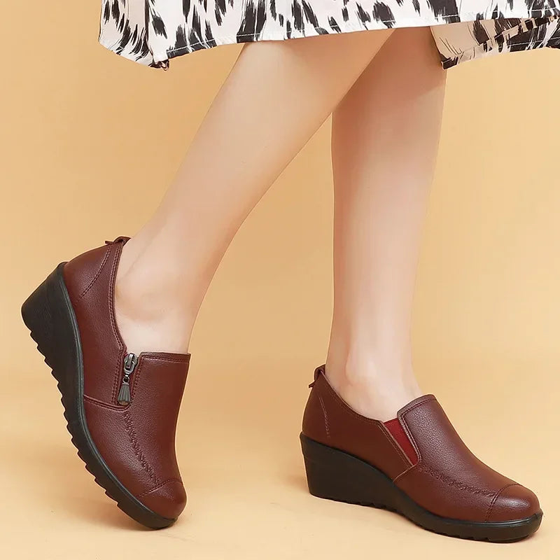 2025 New Women's Shoes Fashion Womens High Heels Shallow Wedges Moms Shoes Summer Breathable Casual Shoes Zapatos Para Mujeres