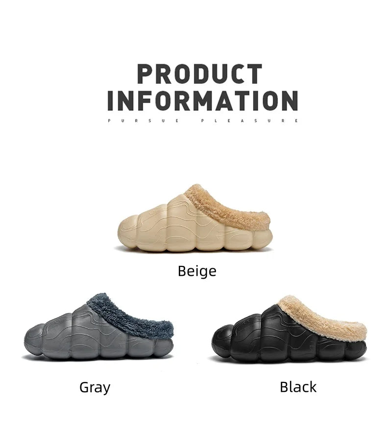 STRONGSHEN Men Women Warm Slippers EVA Slip on Shoes Walking Shoes Winter Fur Half Slipper Soft Household Sandals Zapatos Hombre