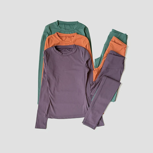 Yoga Set Women Sportswear Workout Clothes Athletic Wear Gym Legging Fitness Crop Top Long Sleeve Sports Suits
