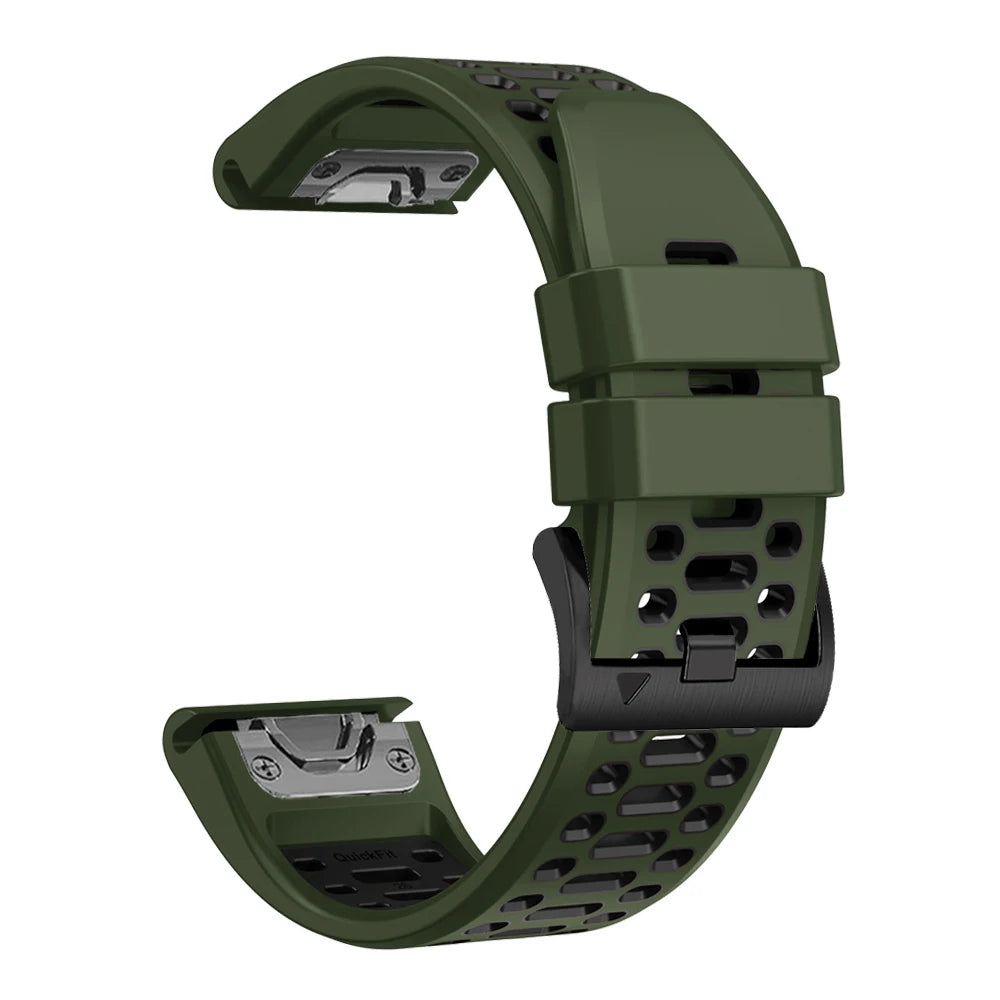 Sport Two-Tone Breathable Silicone Watch Band For Garmin Fenix 7X 7 Pro 6X 6 5 5X Plus/Epix 2 47mm 51mm QuickFit 26/22mm Strap
