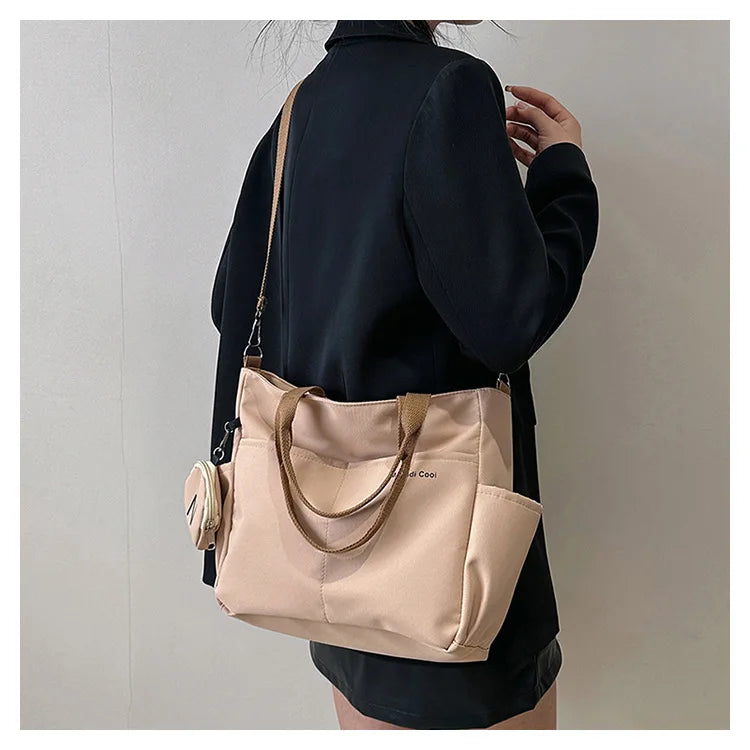 Korean version large capacity crossbody bag, versatile for male and female college students, travel shoulder bag, commuting bag