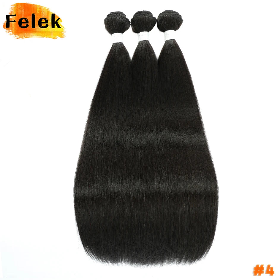 1Pc Straight Hair Bundles Synthetic Natural Hair Weaving 613 Blonde Bundles Hair Extensions Ombre Brown Red Weave Long Fake Hair