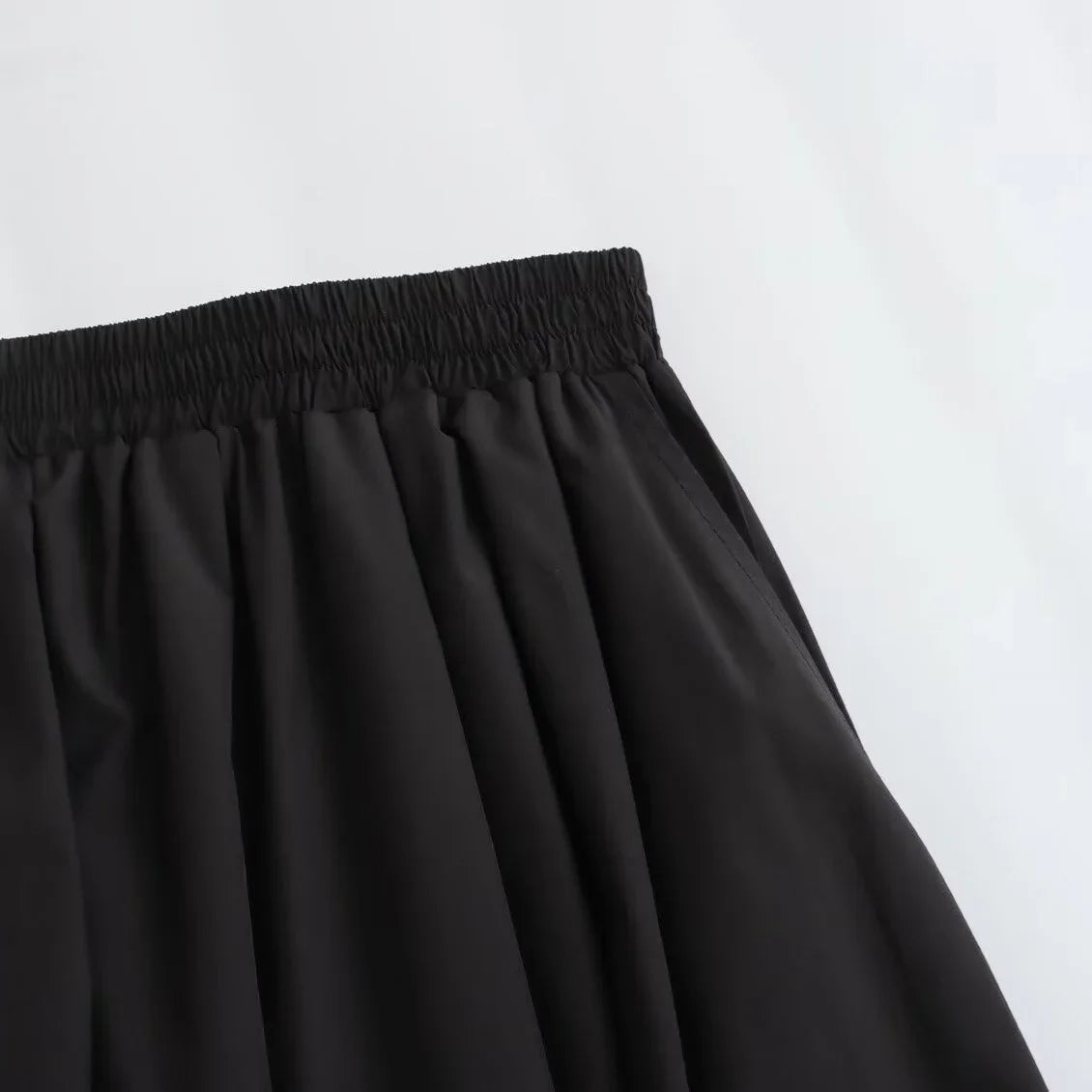 Mooyufon Women's Fashion Spring New Black Wide Pleated Swing Vintage Chic Female High Waist  Elegant A-line Long Skirt Mujer