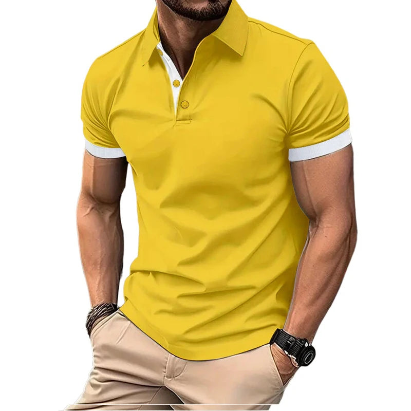 Summer Short Sleeve Polo Shirt Mens Large Stritching T Shirts Lapel Business Breathable Tee Shirt Lightweight Sweatwear