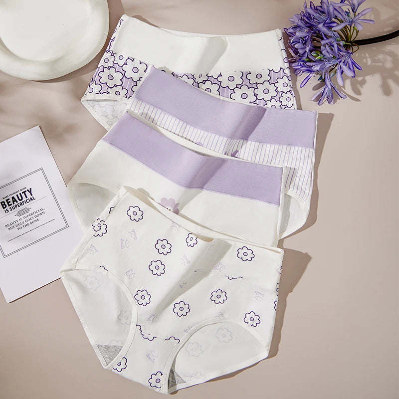 4Pcs Cotton Women's Panties High Waist Body Shaper Underwear Breathable Underpants Plus Size M-5XL Panty  Soft Female Briefs