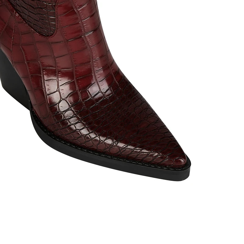 Kaky's New Water Diamond Pointed Thick High Heels Oversized Women's Boots Long Boots High Barrel Boots Western Boots 44 45 46