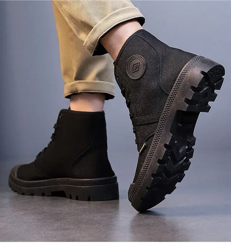Male Shoes Hiking Outdoor Rubber Men's Boots Lace Up Original Deals Vintage In Promotion Y2k Offers Trendy 2025 Footwear New