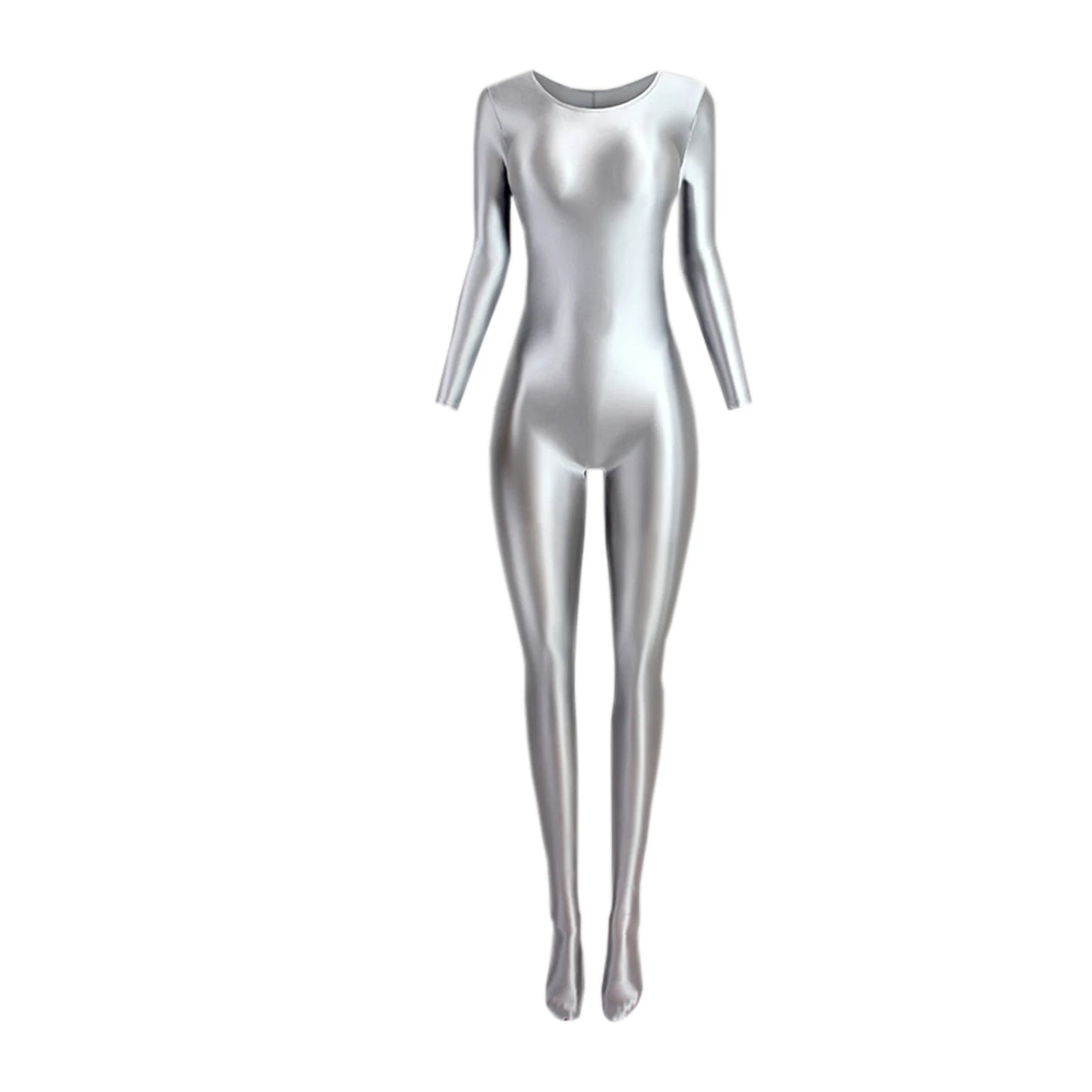 Women's Sexy Jumpsuits Long Sleeves Shapping Bodysuit Tight Elastic Oil Glossy Candy Color Unisex Leotard Exotic Club Clothing