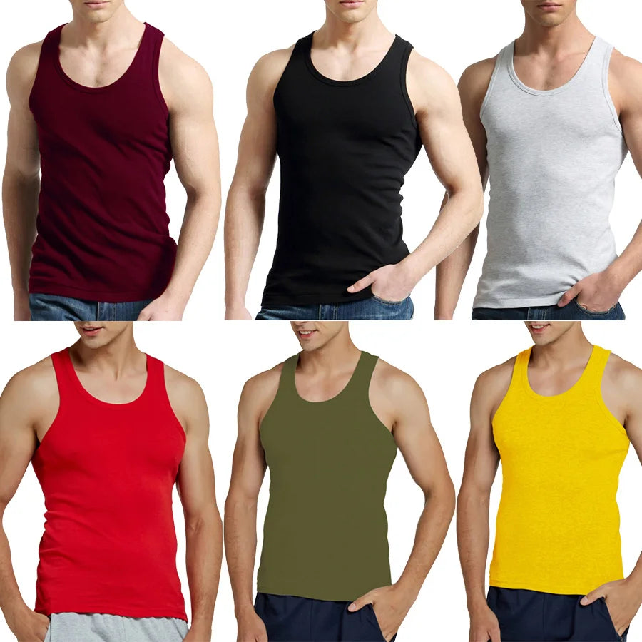 Tank Tops Men Fitness Cool Summer 100% Cotton Vest Male Sleeveless Tops Gym Slim Casual Undershirt Mens Gift 10 Colors 1PCS