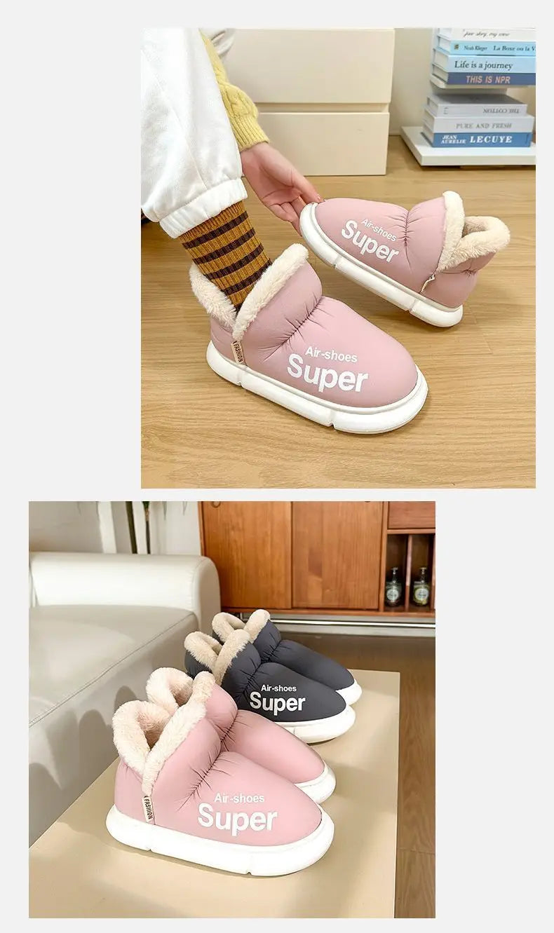 Winter Plush Men Cotton Shoes Warm Plush Men House Slippers Outdoor Soft Non Slip Women's Shoes Casual Furry Men Shoes