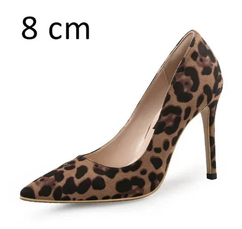 Autumn Sexy Leopard Print Women's Shoes High Heels 6-10CM Elegant Office High Heels Women's Sandals Pointed Luxury Single Shoes