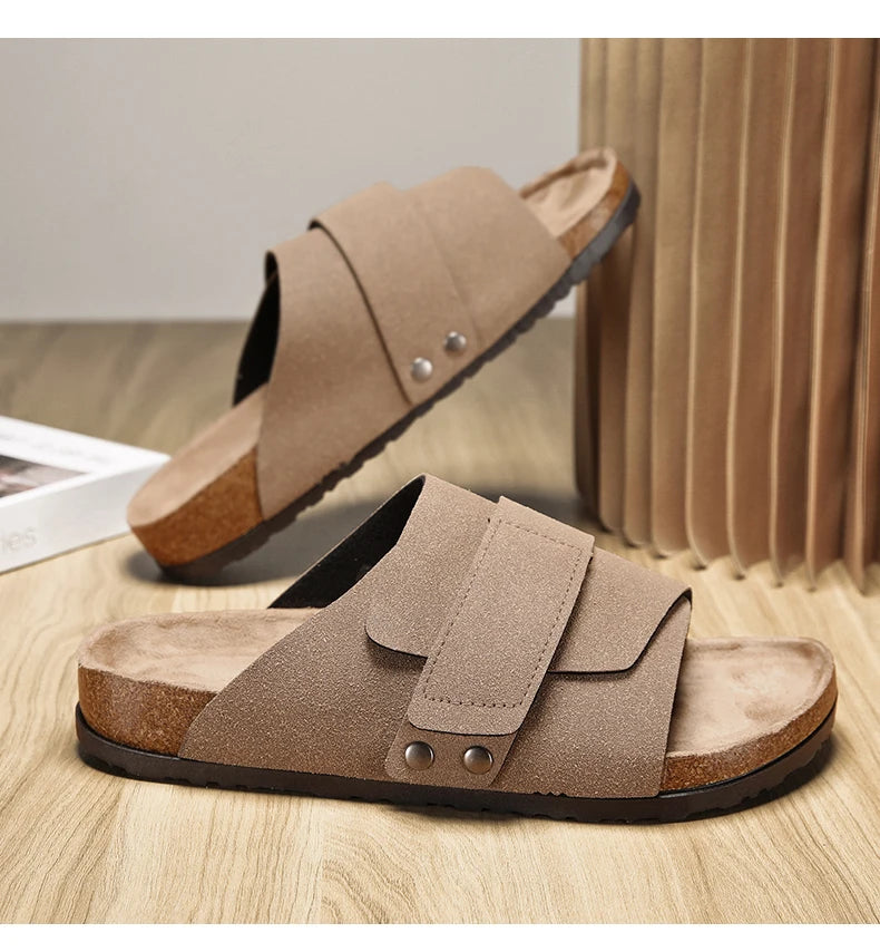 Brand Men Women Sandals Summer Designer Couple Cork Clogs Sandals Luxury Classic Unisex Mules Beach Slide With Adjustable Buckle