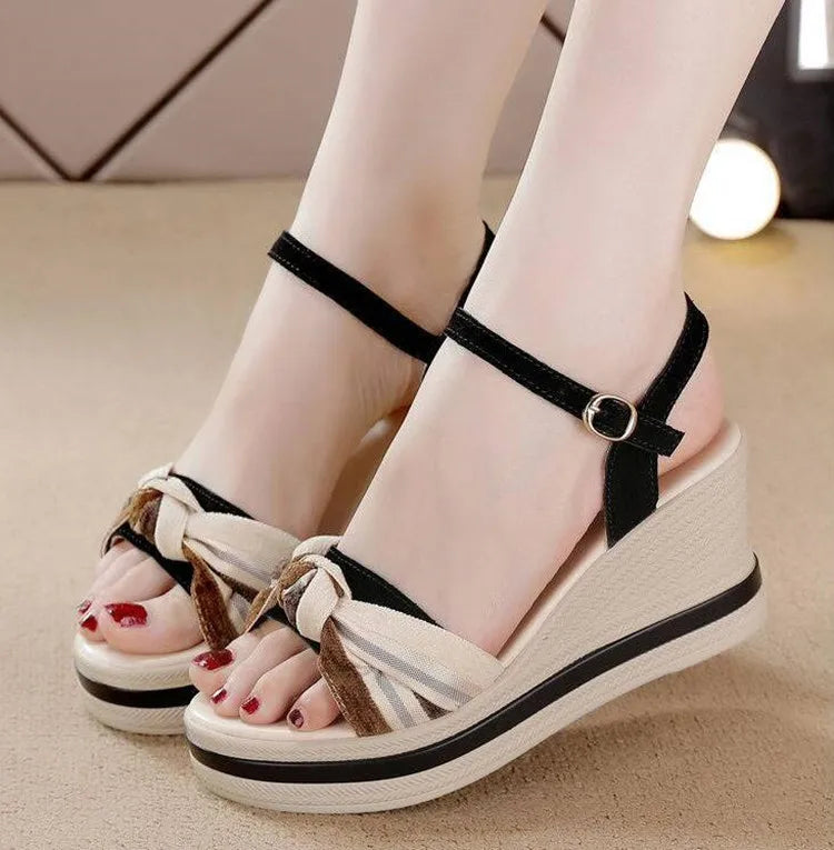 Open Toe Wedge Sandals for Women Summer Shoes босоножки женские Female Leisure Pumps Ankle Strap High Heels Ladies Slingbacks
