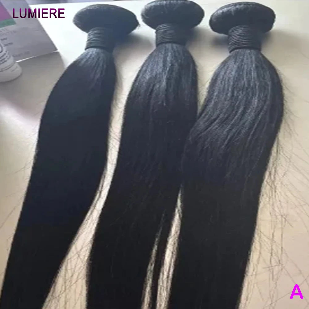 38 40 Inch Bone Straight 100% Virgin Unprocessed Human Hair Bundles Deal Raw Hair Extensions Brazilian Natural Black Wholesale