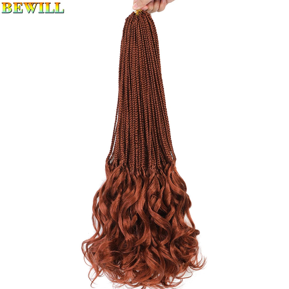 14 18 24 Inch French Curl Crochet Braids Boho Goddess French Curl Box Braids Crochet Hair Synthetic French Curly Braiding Hair