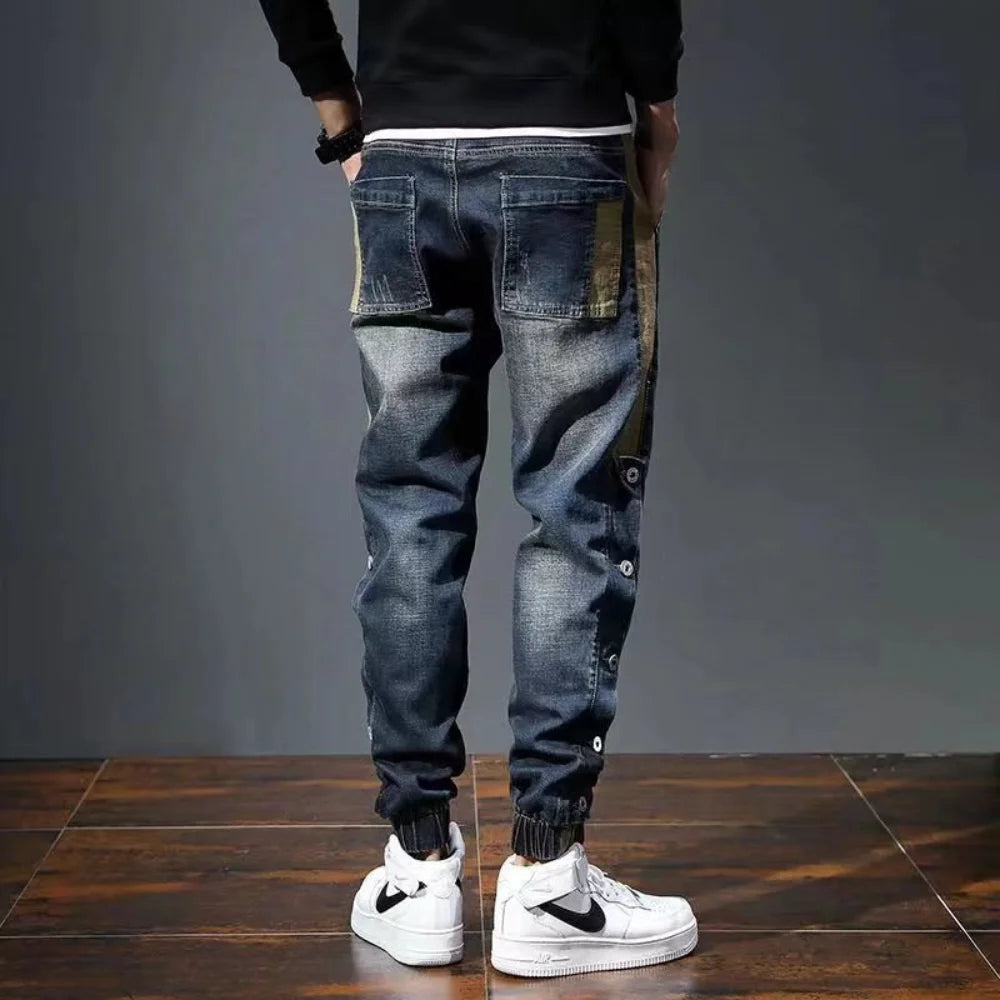 Mens Jeans Harem Pants Fashion Pockets Loose Fit Baggy Jeans Men Stretch Retro Streetwear Relaxed Trousers Y2K Ropa Hombre