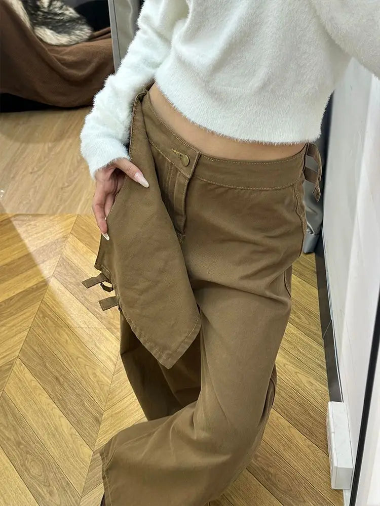 Design Sense Splicing Stacked Skirt Pants Retro Fake Two-piece Floor-mopping Trousers