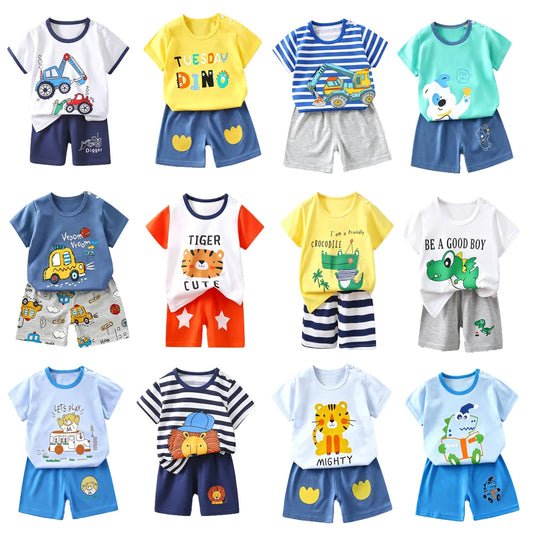 Kids Clothes Set Baby Boy/Girl T-Shirt + Shorts Summer Clothing Cotton Cartoon Casual Boys Tracksuit Children Baby Clothes Set