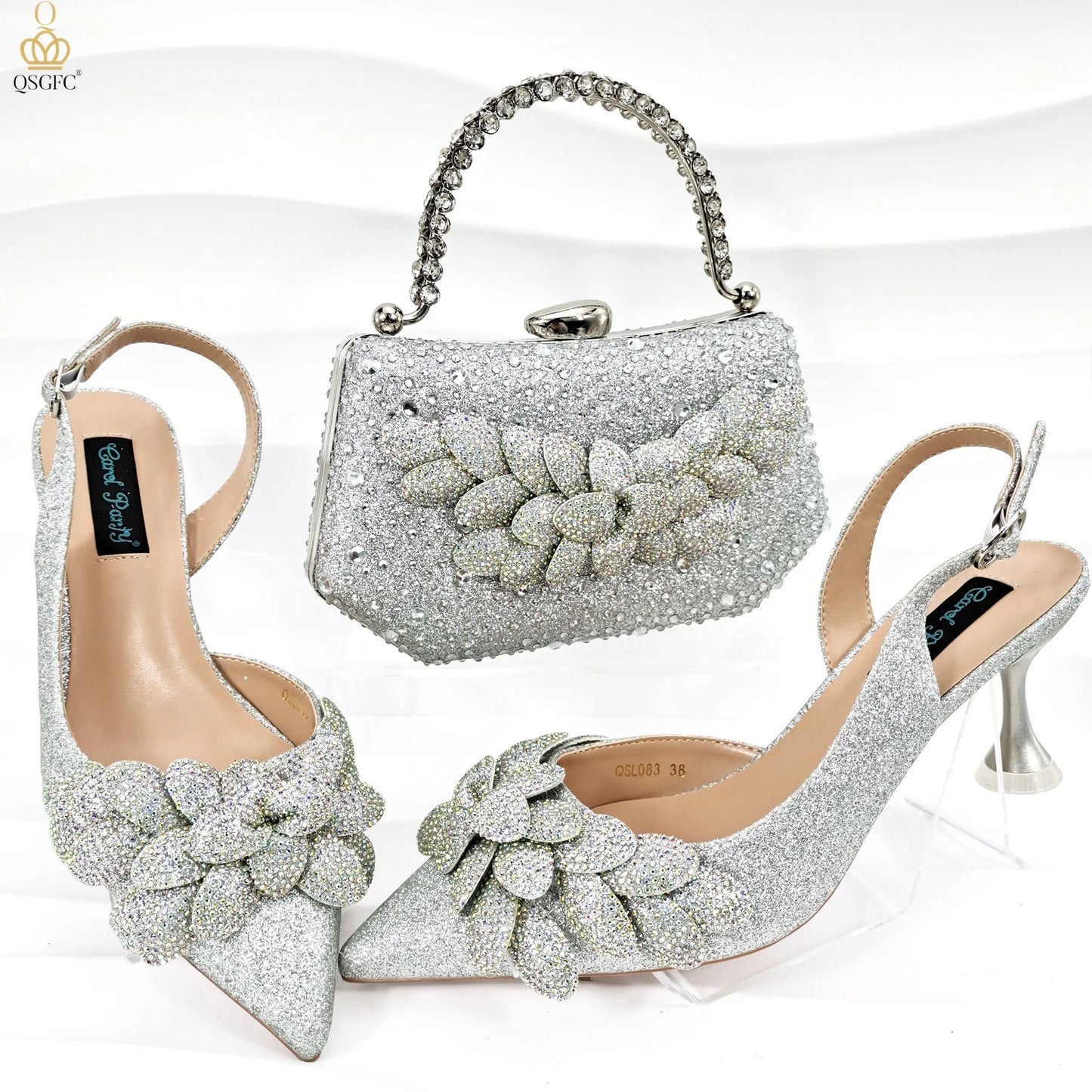 African Fashion Green Heels & Matching Bag Set | Women's Pointed Toe Pumps
