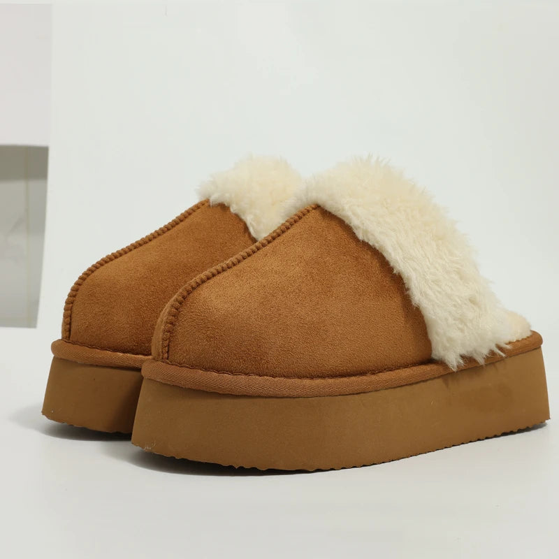 Smile Winter Fluffy Women Fuzzy Slippers Warm Short Plush Non-slip Cozy Soft Cotton Slippers  Indoor Fleece Lined Fur Slippers