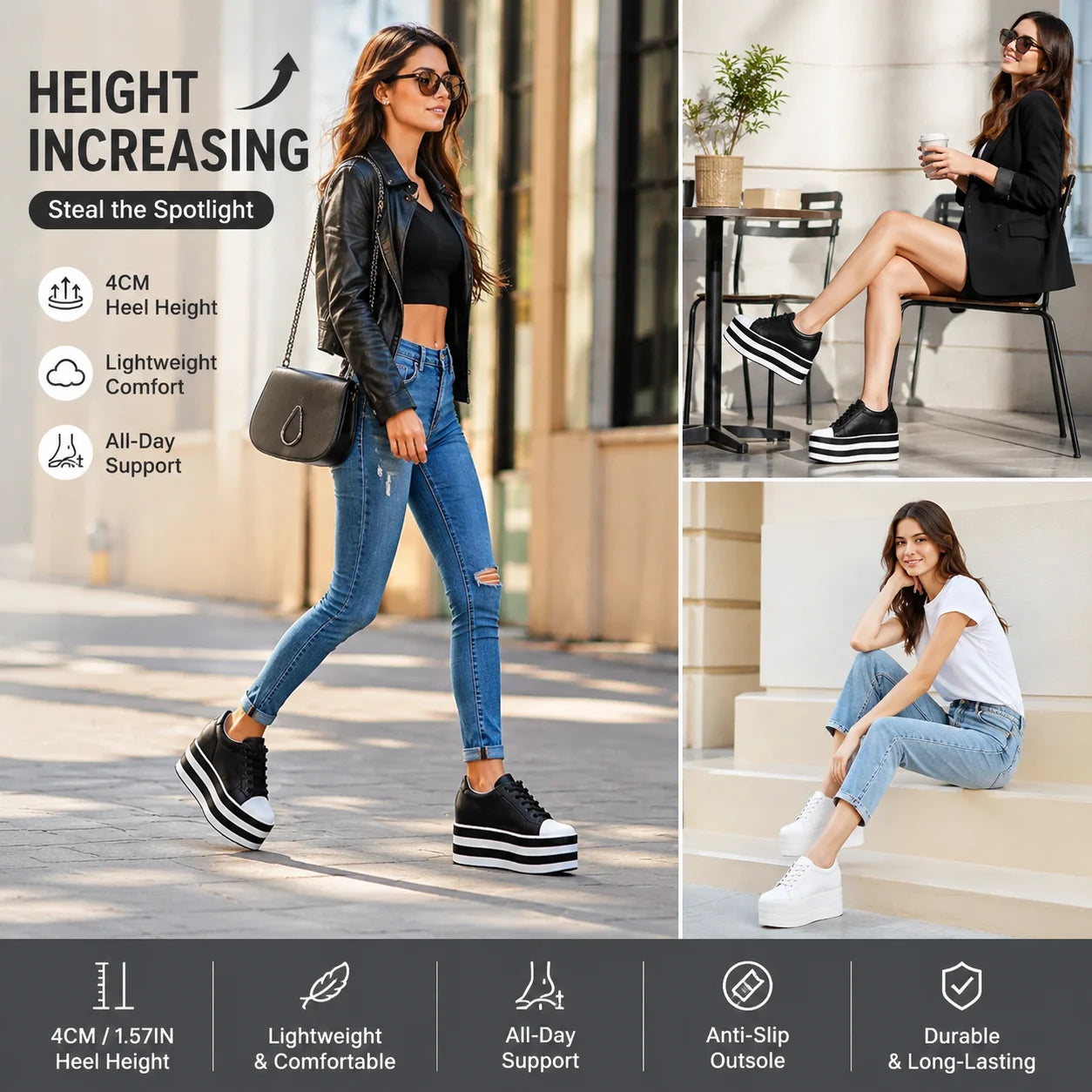 Fujin 12cm Genuine Leather Synthetic Women Autumn Spring Platform Wedge Women Fashion Sneakers Chunky Shoes Vulcanize Skateboard