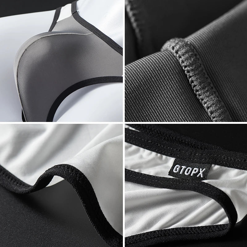 6Pack Mens Bikini Thin Ice Silk Breathable Men Briefs U Convex Low Waist Sexy Men Underwear