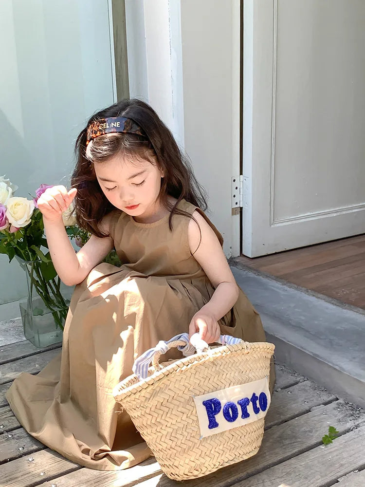 Girls Casual Dresses Girls' Dresses with Large Hemlines Sleeveless Casual Kids Dresses for Girls 2 To 8 Years Princess Dress