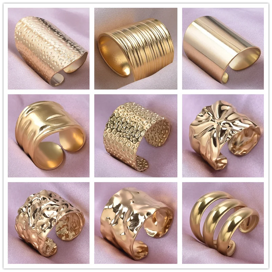 1/2/3pcs Mix Color Chunky Wide Ring Open Stainless Steel Rings For Women Men Accessories Irregular Surface Kpop Fashion Jewelry