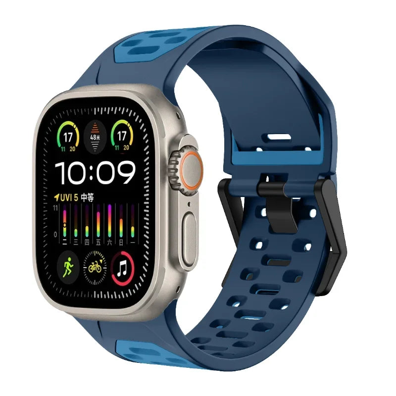 Silicone Strap For Apple Watch Ultra 3 2 1 49mm 11 10 46mm 9 8 7 45mm Breathable two-color Bracelet for iWatch 6 5 4 3 SE 44mm