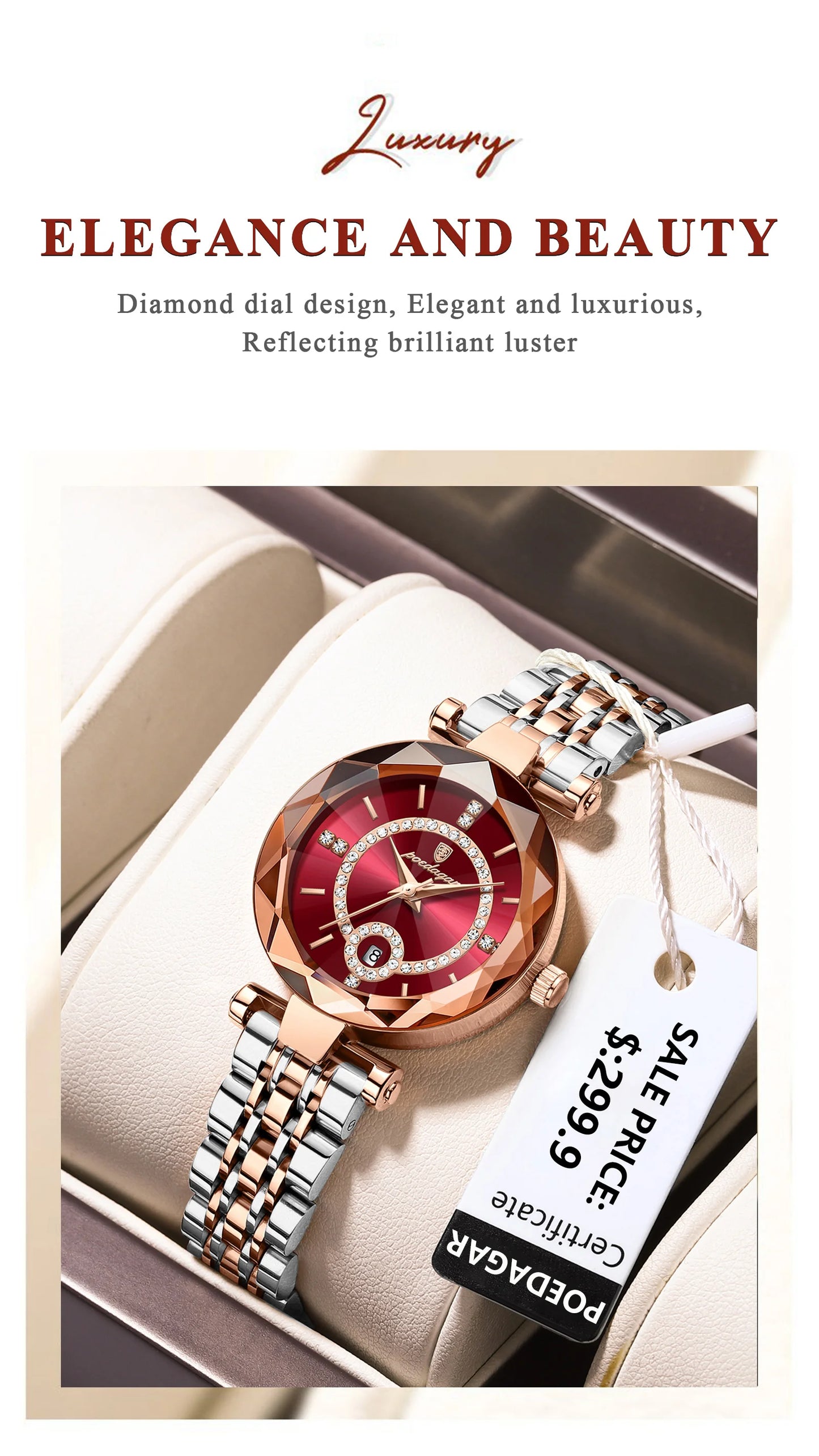 POEDAGAR Luxury Fashion Women Watches Waterproof Stainless Steel Date Diamond Ladies Watch High Quality Quartz Woman Wristwatch