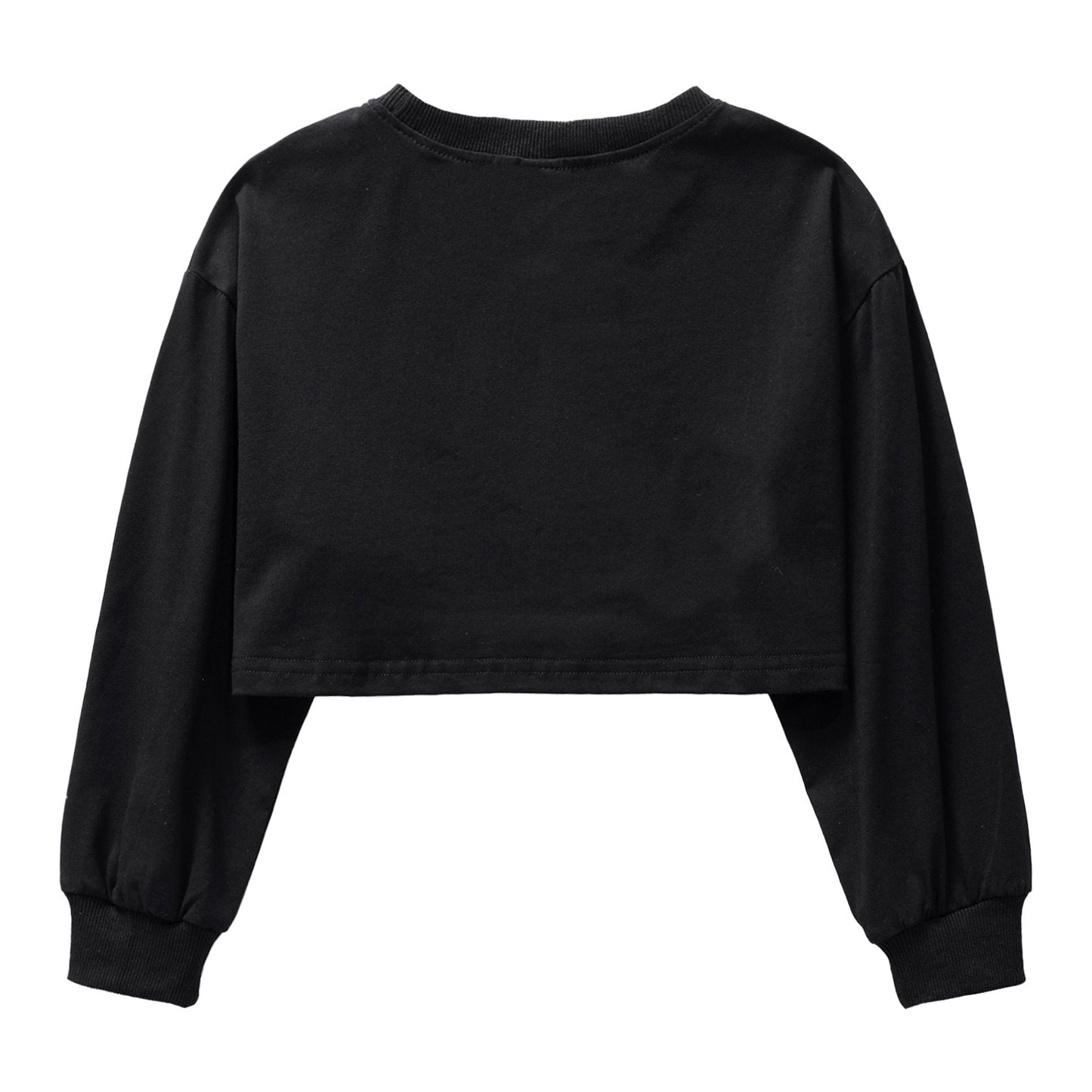 Kids Girl Long Sleeve Fashion Crop Top Casual Loose Pullover T-shirt for Hip-Hop Jazz Street Dance Performance School Daily Wear