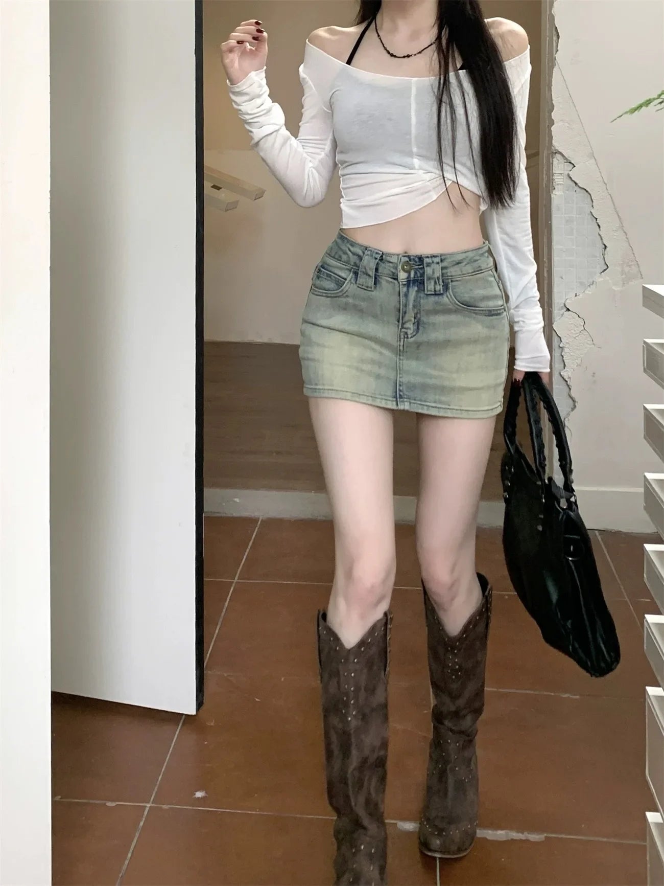 Summer Fashion Street Simple Basic Woman Skirts Retro Chicly Denim Skirt Female Sexy High Waist Slim Tight Hip Women Skirts
