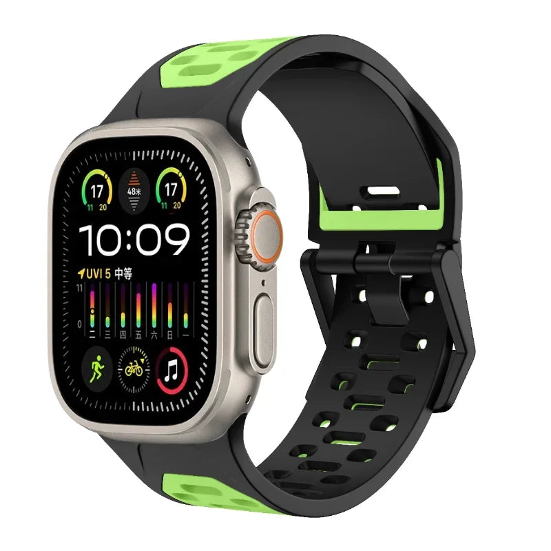 Silicone Strap For Apple Watch Ultra 3 2 1 49mm 11 10 46mm 9 8 7 45mm Breathable two-color Bracelet for iWatch 6 5 4 3 SE 44mm