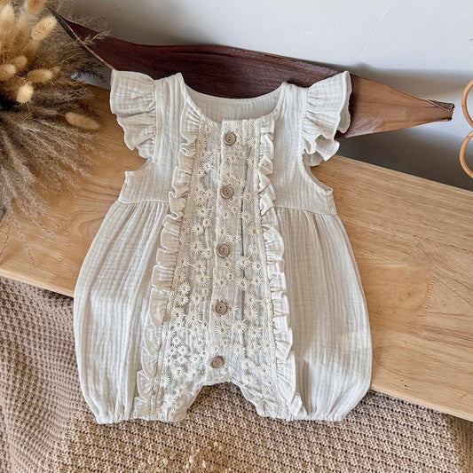 Baby Girls Rompers Infant Princess Ruffles Floral Sleeveless Jumpsuit Newborn Rompers Baby Onesies Baby Girl Clothes 1-18M