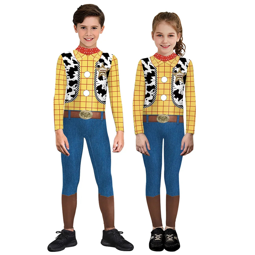 Woody Cosplay Costume Men Boys Jumpsuit Halloween Family Matching Outfits Carnival Party Cowboy Jessie Women Fancy Dress
