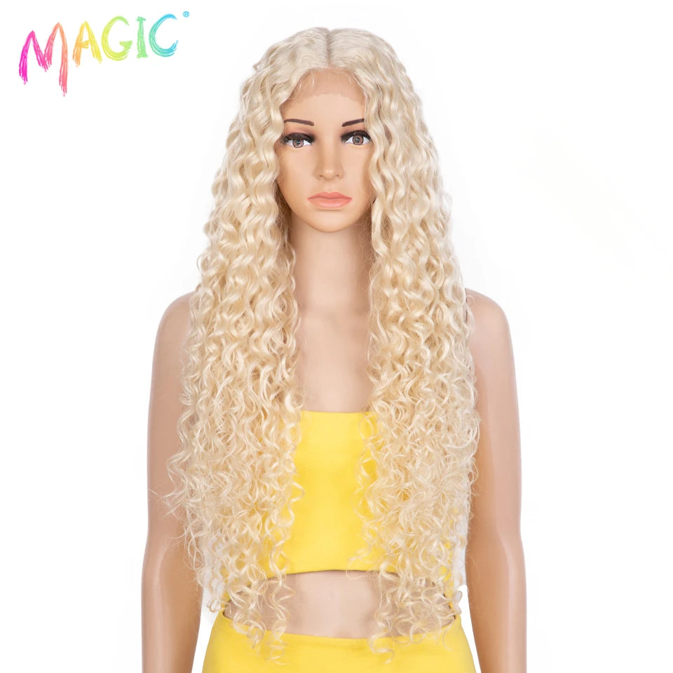 Magic Synthetic Lace Front Wig Baby Hair Red Wig Long Curly Wig 30 Inch Ombre Blonde Ginger Lace Wigs For Black Women Wigs