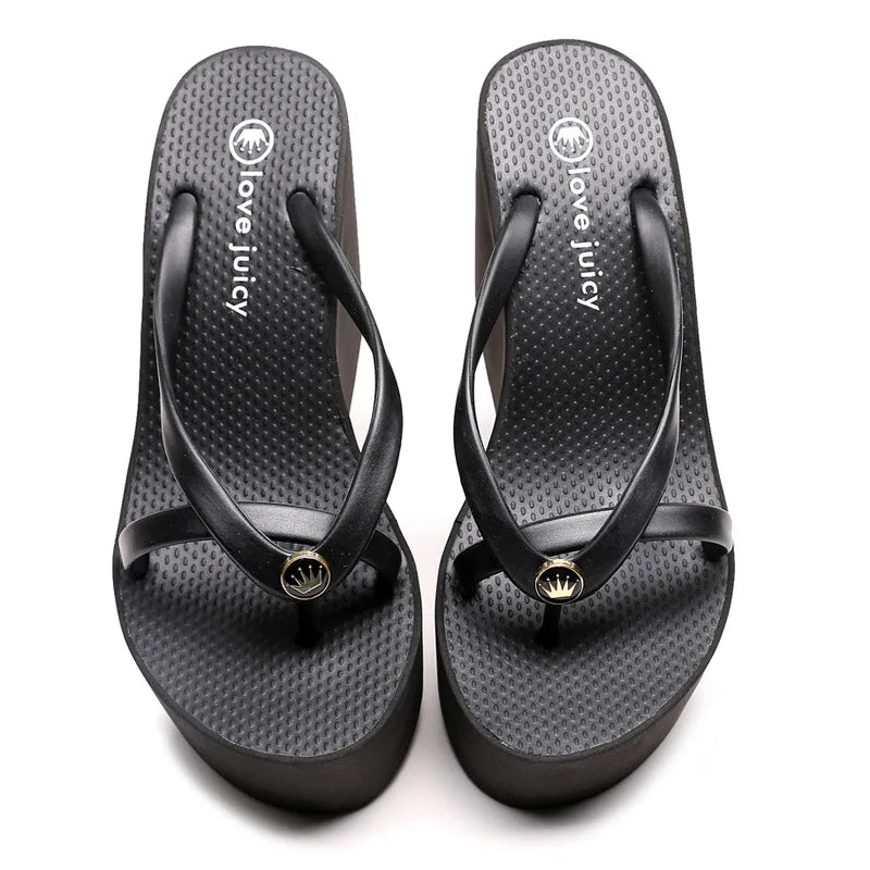 Sexy Slippers for Women in Summer High Slope Heel Shoes 11cm Thick Bottom Non-slip Women's Sandals Beach Slippers Wedge Sandals