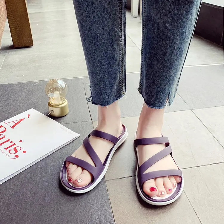 2025 Summer Slippers Womens Jelly Shoes Ladies Flat Beach Shoes Casual Sandals Comfort Non Slip Flip Flops Female Slides Zapatos