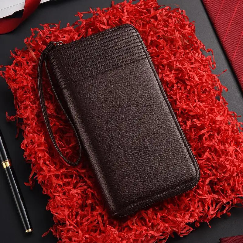 New Color Men`s Long Wallet For Men Rfid Blocking Clutch Organizer Zipper Leather Business Id Credit Card Holder Purse 2024 New