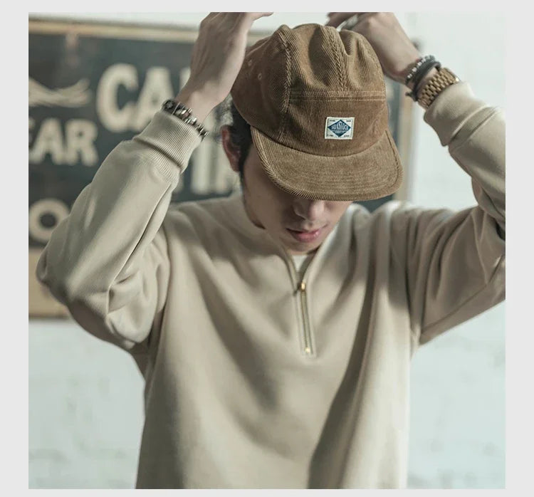 Non Stock 5 Panel Corduroy Hat with Snap Closure Baseball Cap Hip Hop Biker Board Cap BAZAARHUBO