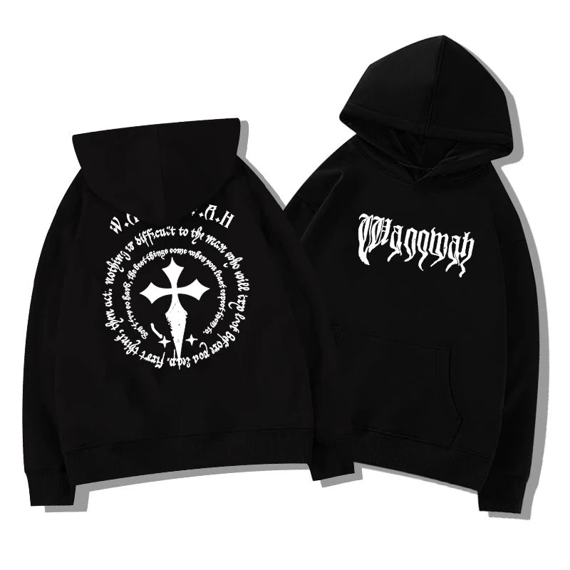Super Stylish European American Street Design Niche Adult Men's Autumn Winter Fleece Warm Outdoor Loose Soft Hooded Sweatshirt BAZAARHUBO