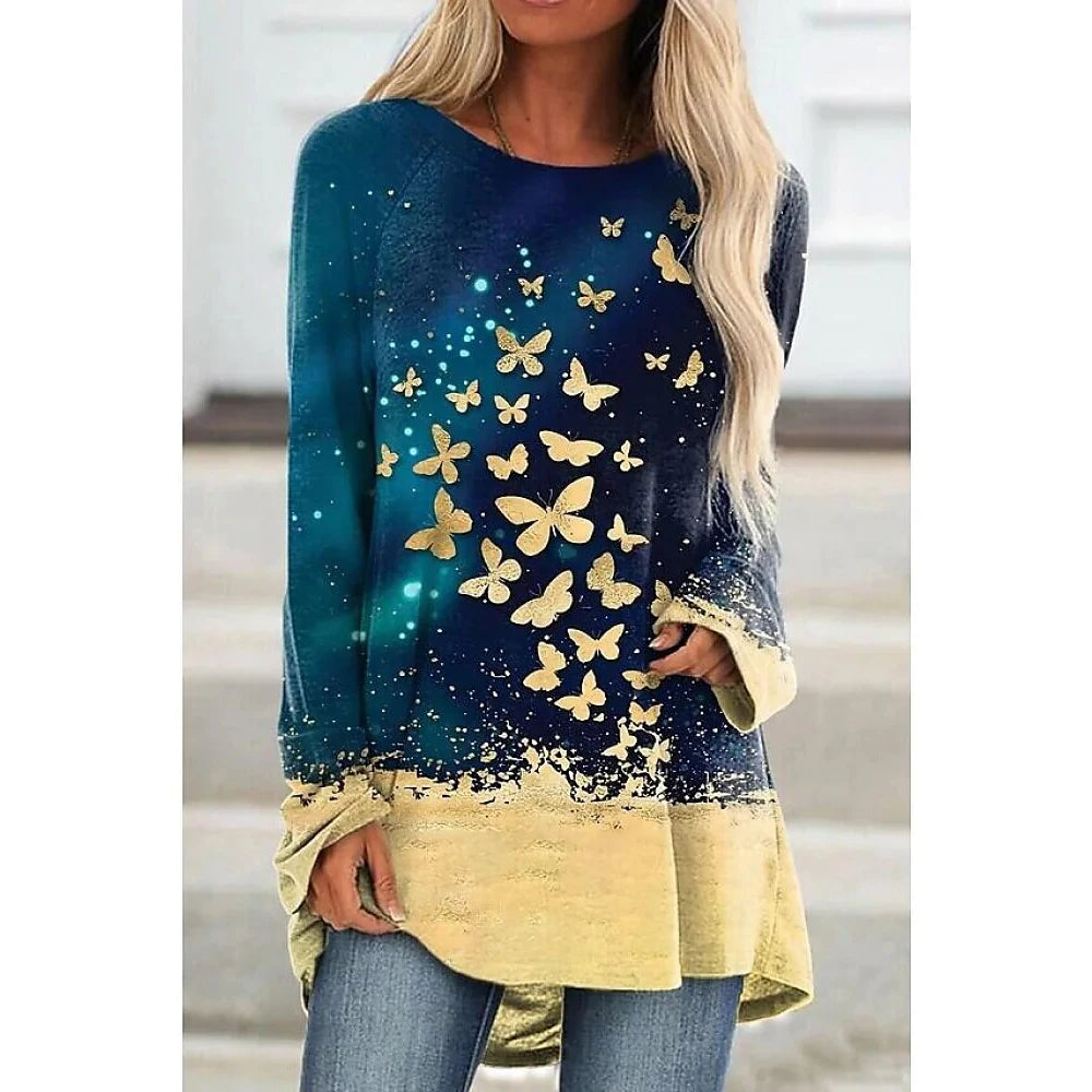 Women's T Shirt Wolf 3d Print T-shirt Women Fashion Animal T-shirts Casual Long Sleeve Tops Tees Vintage Tshirt Loose Tees Owl